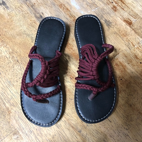 Shoes - Burgundy Macrame Sandals 9 / 9.5